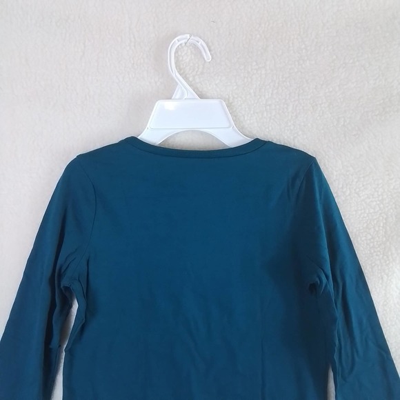 Carter's Kid Long Sleeve Cotton T-Shirt Girl's Size 10 Teal w/ Diversity Theme - Picture 6 of 11